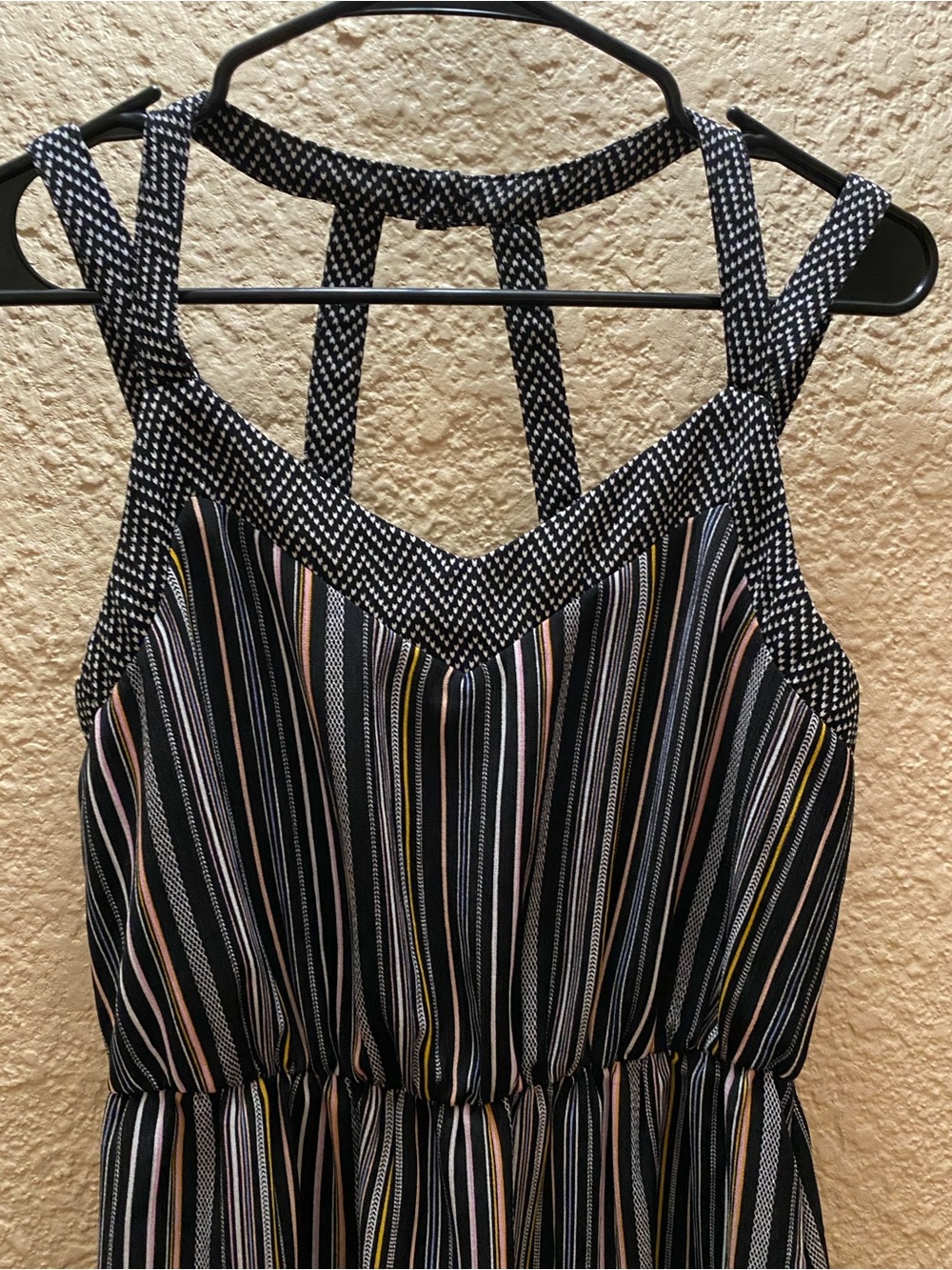 Striped Black Multi Maxi Dress - Sleeveless Summer Dress